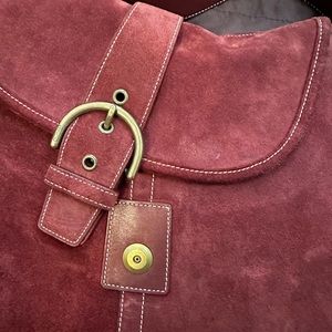 Suede Coach Bag Red